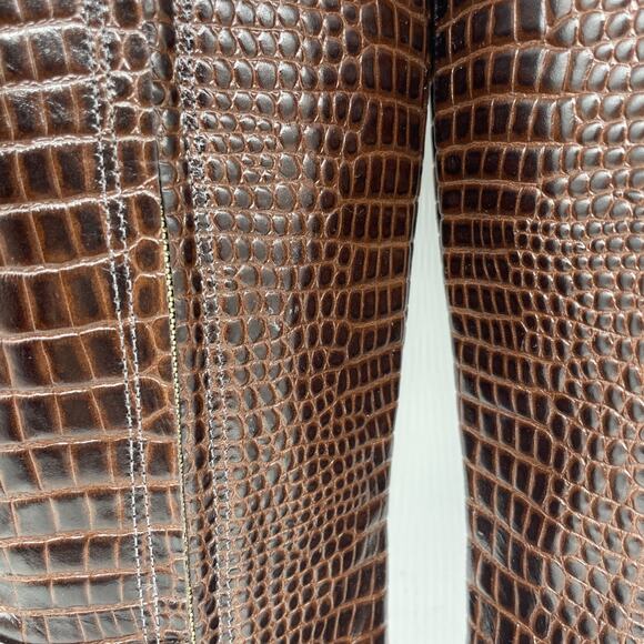 Frances Valentine Mackie Knee High Boot Brown Croc Embossed Leather Size 8.5 B - Picture 14 of 14